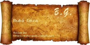 Bukó Géza névjegykártya
